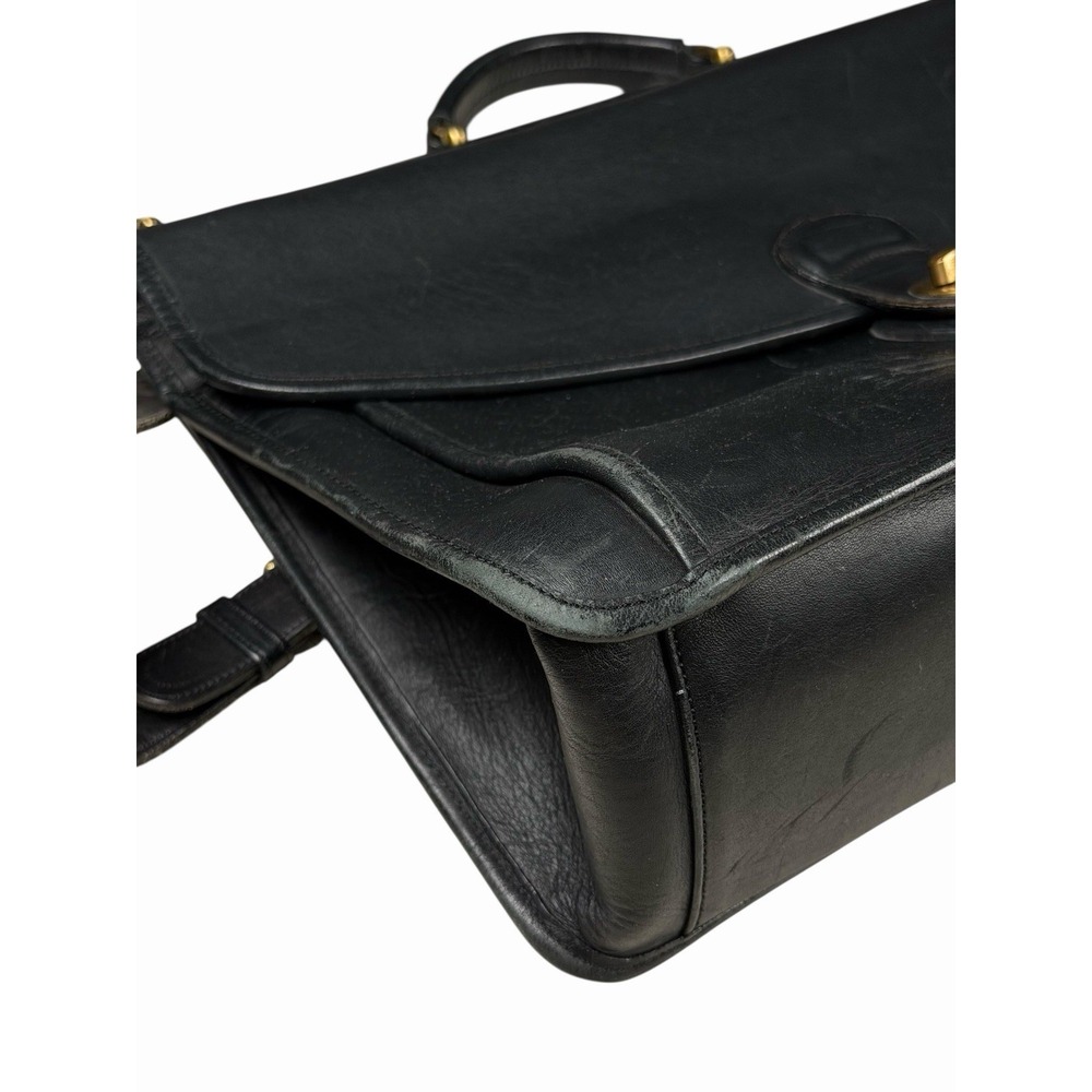 Vintage Coach Leather Briefcase Messenger Black Bag Classic Turnlock w Strap - Picture 3 of 16